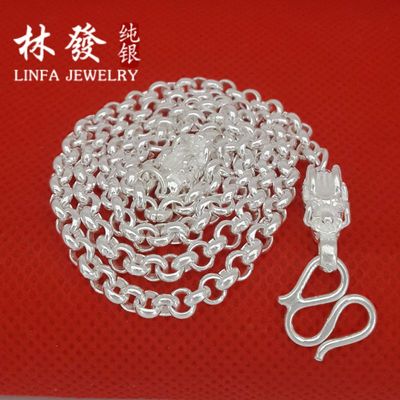 990足銀項鏈男式龍頭鏈歐美生日禮物林發純銀首飾批發