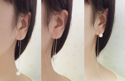 批發(fā)采購(gòu)耳線-925純銀白珍珠耳線 長(zhǎng)款流蘇貝珠耳墜 防過敏銀耳釘 銀飾批發(fā)批發(fā).